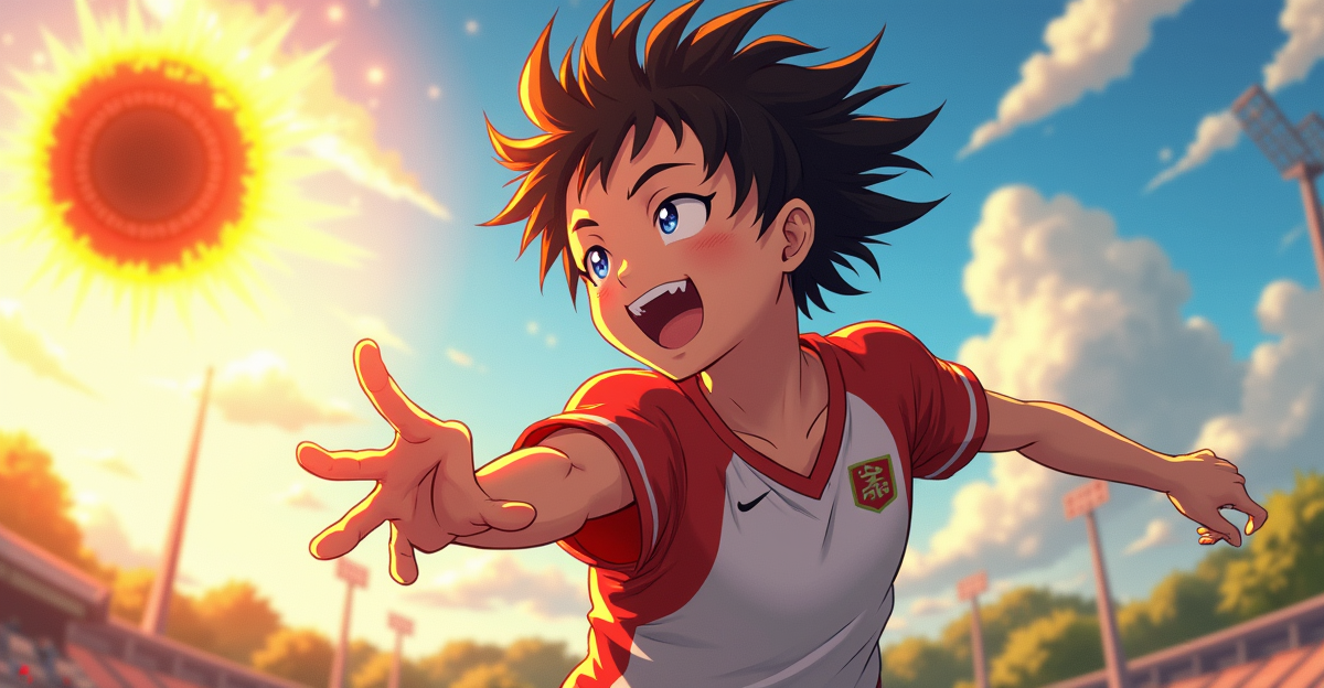 Karakter utama Haikyuu!! Fly High, Hinata Shoyo, dalam pose melompat melakukan spike